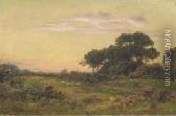Surrey Pastures Oil Painting - Benjamin Williams Leader