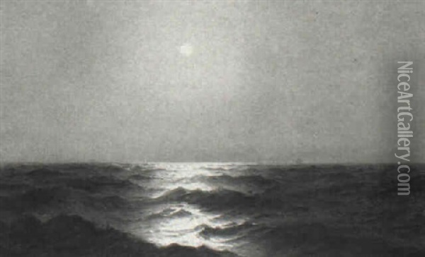 Moonlit Seascape Oil Painting - Frank Knox Morton Rehn