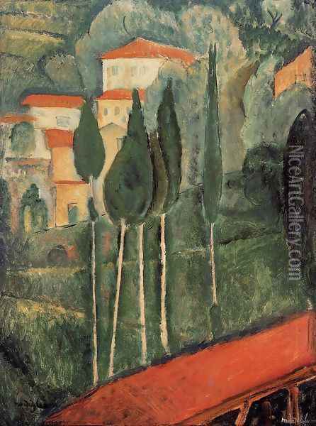 Landscape, Southern France Oil Painting - Amedeo Modigliani