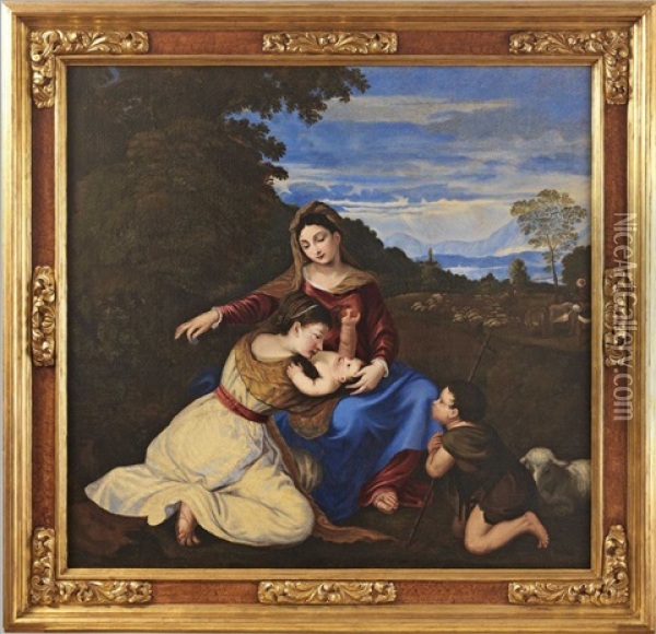 Madonna Mit Kind, Dem Johannesknaben Und Der Heiligen Katharina Oil Painting - Alessandro Varotari
