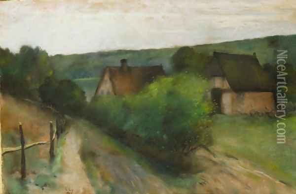 Dorfhauser in Tharingen Oil Painting - Lesser Ury