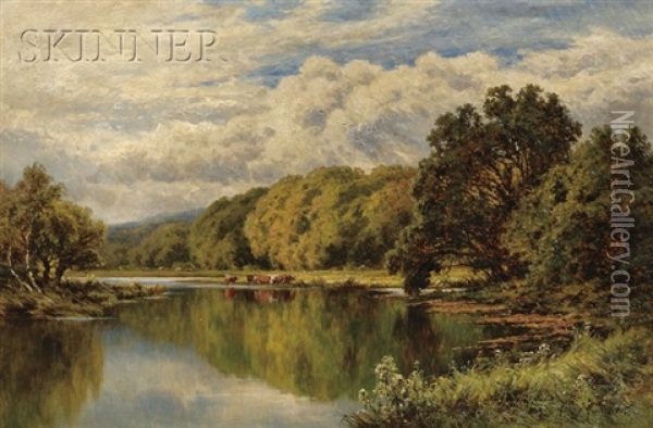 The Thames Looking Toward Henley Oil Painting - Henry H. Parker