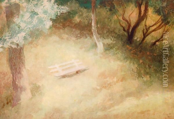 A Bench in the Garden 1943 Oil Painting - Istvan Desi-Huber