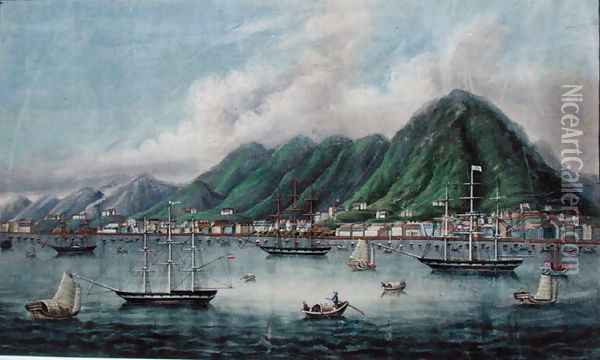Victoria Island, Hong Kong, c.1865 Oil Painting - Anonymous Artist