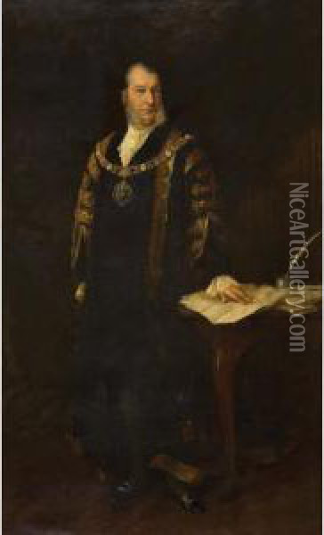 Portrait Of Joseph Clarke, Lord Mayor Of London Oil Painting - Henry Thomas Schafer