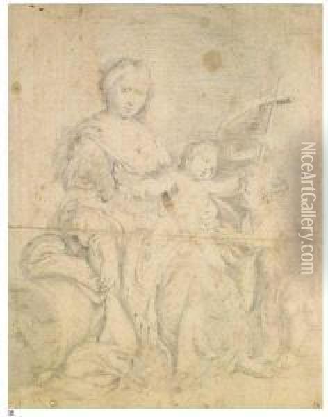 Madonna Con Il Bambino E San Giovannino Oil Painting - Bernardo Strozzi