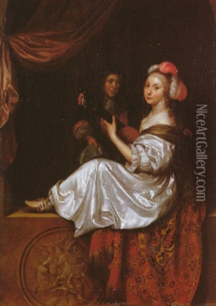 The Duet Oil Painting - Reinier De La Haye