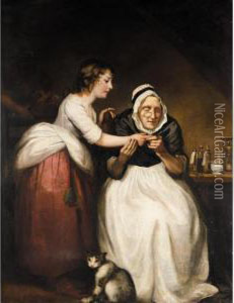 The Village Doctress Oil Painting - James Northcote