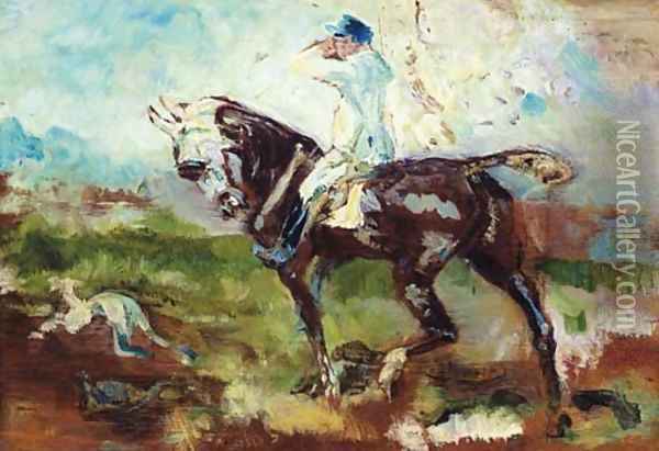 Cavalier suivant une chasse à courresigned Oil Painting - Henri De Toulouse-Lautrec