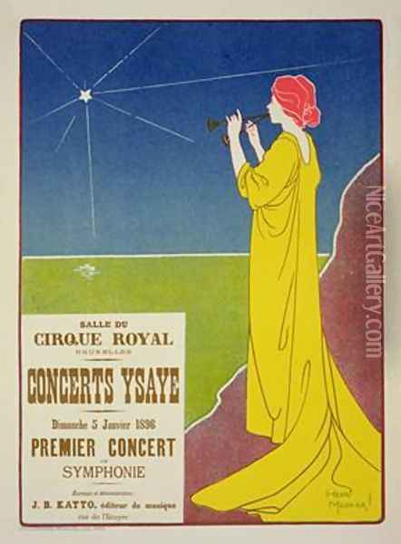 Reproduction of a poster advertising the Ysaye Concerts Salle du Cirque Royal Brussels 1895 Oil Painting - Henri Georges Jean Isidore Meunier