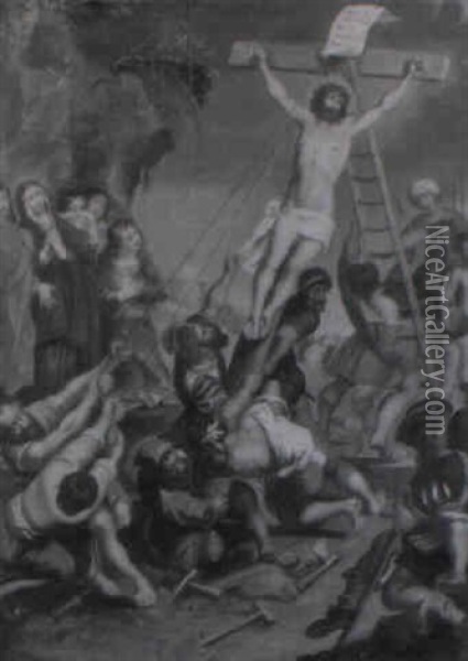 L'erection De La Croix Oil Painting - Adam van Noort the Elder