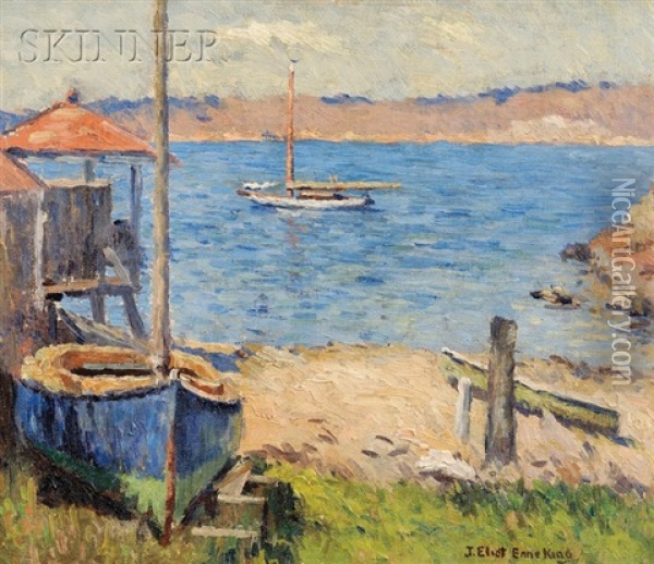 Rockport Shore With Sailboats Oil Painting - Joseph Eliot Enneking