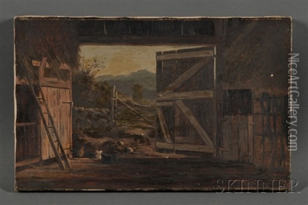 Old Barn And Mountains From Jackson N.h. Oil Painting - Frank Henry Shapleigh