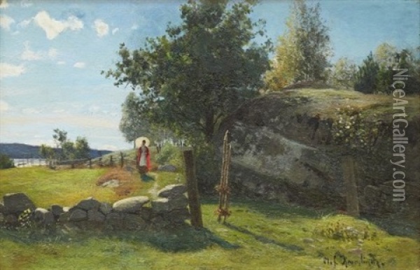 Solig Hostdag Oil Painting - Olof Krumlinde