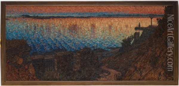 Afton Vid Havet Oil Painting - Nils Kreuger