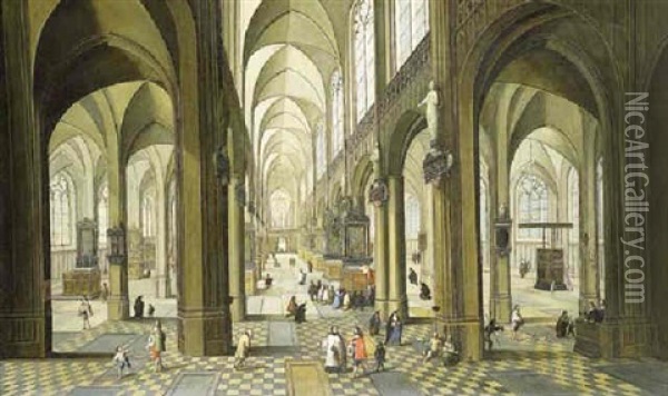 The Interior Of Antwerp Cathedral Oil Painting - Peeter Neeffs the Elder