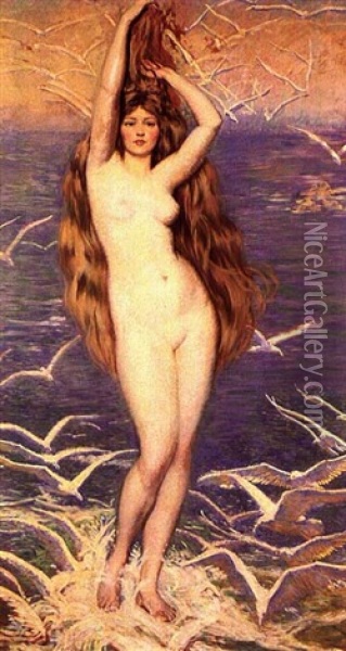 Aphrodite Of The Sea Gulls Oil Painting - Philip Leslie Hale