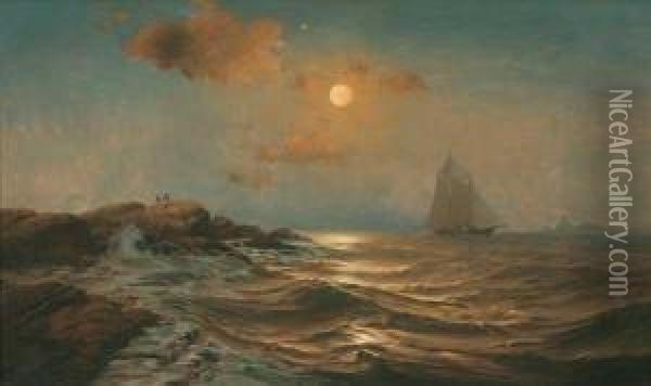''twilight Over The Isles Of Shoals'' Oil Painting - Warren W. Sheppard