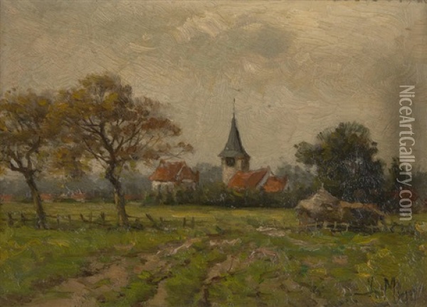 Vue De Village Oil Painting - Isidore Meyers