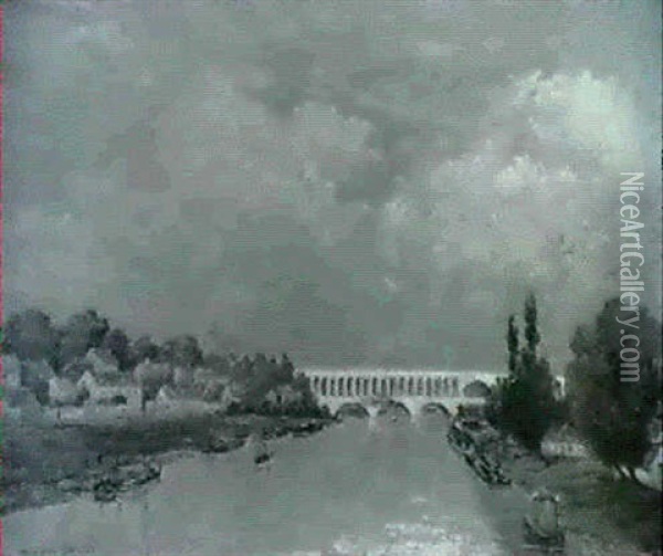Le Pont De Nogent Sur Seine Oil Painting - Pierre Ernest Prins