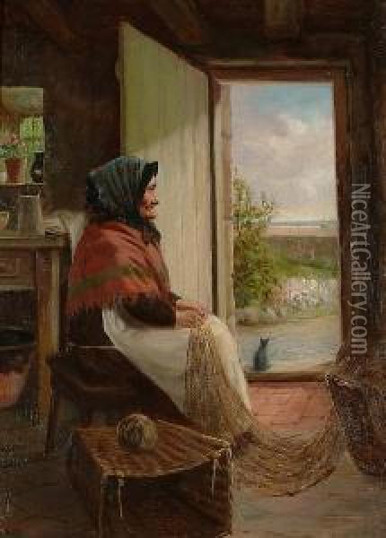 The Fisherman's Wife Oil Painting - David W. Haddon