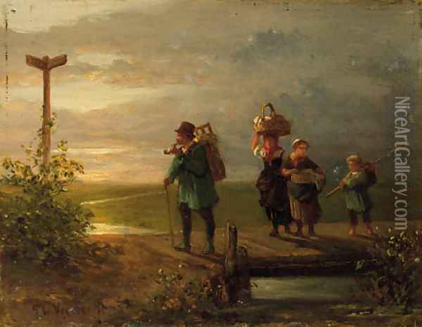 At the crossroads Oil Painting - Salomon Leonardus Verveer