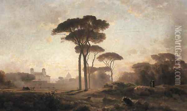 Villa Medici, Rome 1864 Oil Painting - Jean Achille Benouville