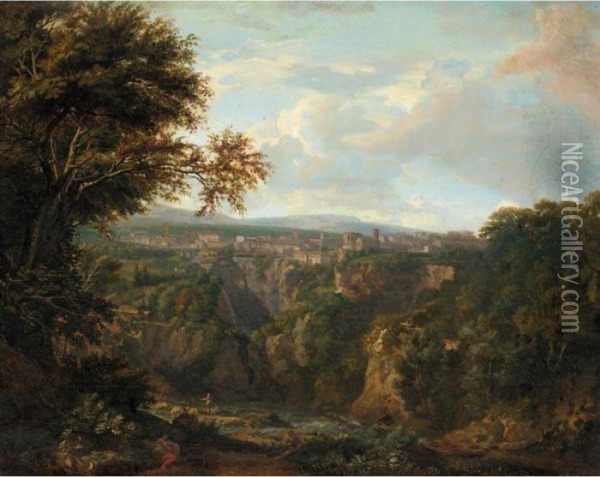 A View Of Tivoli Oil Painting - Jan Frans Van Bloemen (Orizzonte)