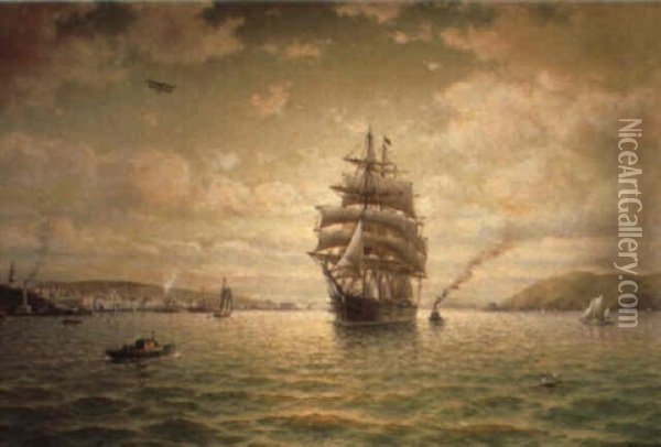 Ships Sailing In San Francisco Bay Oil Painting - William Alexander Coulter