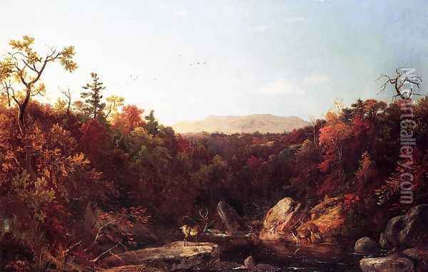 Deer by a Stream Oil Painting - Dewitt Clinton Boutelle