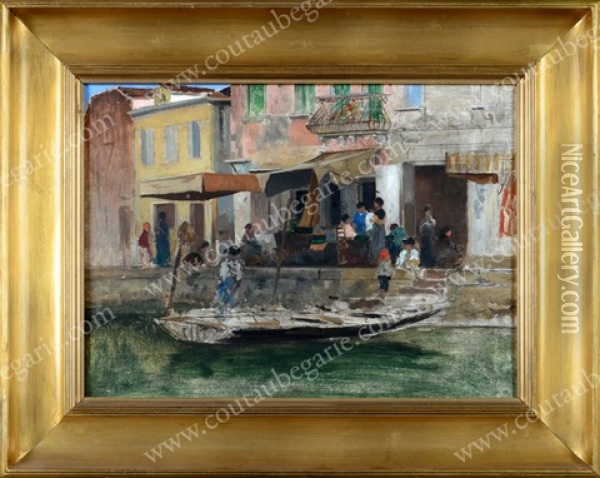 Bord De Canal A Venise Oil Painting - Wilhelm von Gegerfelt