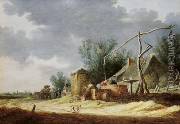 Dunenlandschaft Mit Ziehbrunnen. Oil Painting - Pieter de Neyn