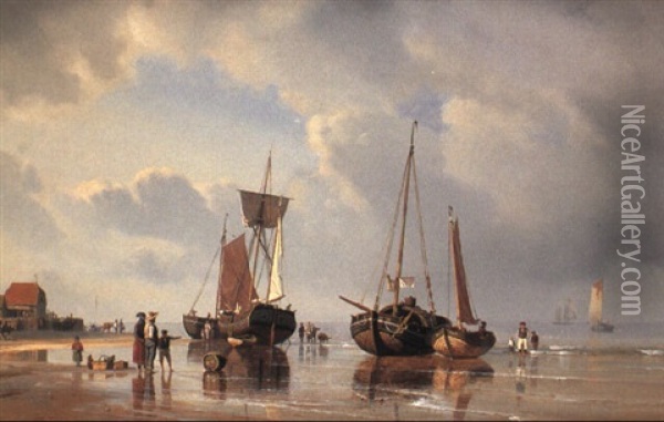 Stranden Pa Fana Oil Painting - Carl Johann Neumann
