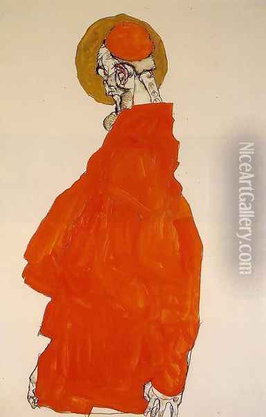 Standing Figure With Halo Oil Painting - Egon Schiele