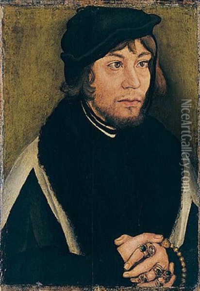 Portrait Of The Margrave Of Brandenburg-ansbach, Grand Master Of The Teutonic Order, And Later Duke Of Prussia Oil Painting - Lucas Cranach the Elder