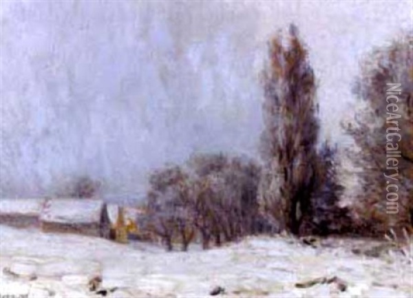 Winterlandschaft Mit Hausern Oil Painting - Rudolf Anton Guba