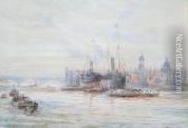 Ships In The Pool Of London Oil Painting - Walter Duncan