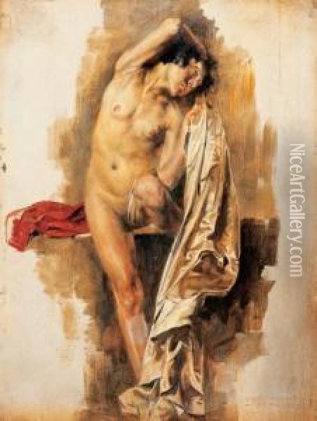 Erotic Scene Oil Painting - Bertalan Karlovszky