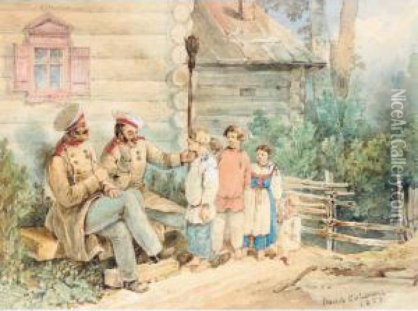 Tales Of The War Oil Painting - Pyotr Fyodorovich Sokolov