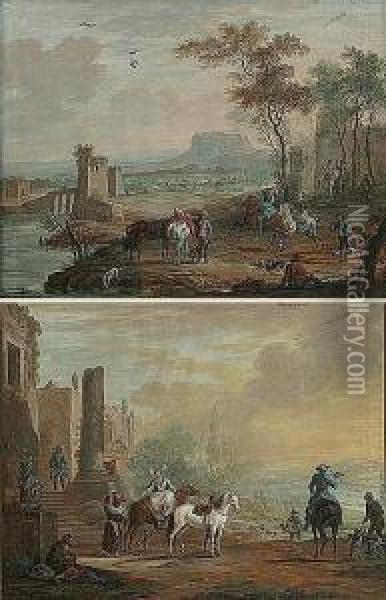 Paire De Scenes De Chasse Oil Painting - Louis Nicolael van Blarenberghe