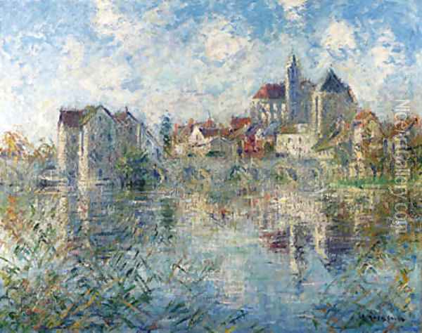 Moret-sur-Loing, le pont et l'glise Oil Painting - Gustave Loiseau