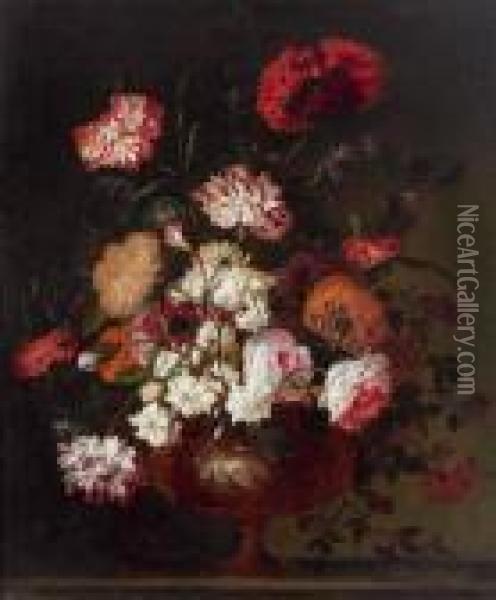 Mazzo Di Fiori Con Rose Oil Painting - Jean-Baptiste Monnoyer