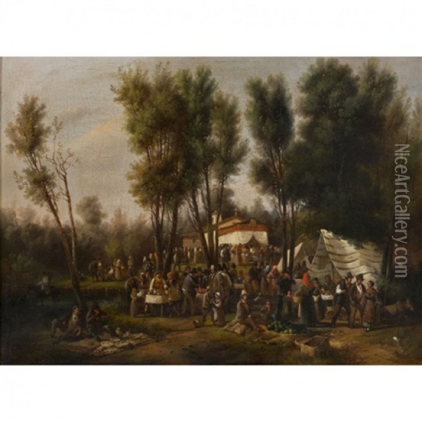Scene Champetre Oil Painting - Giuseppe V. Canella