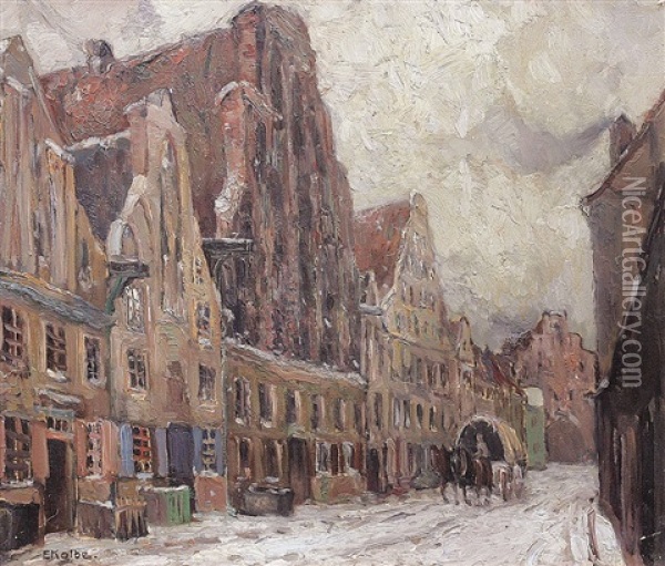 Stralsund Im Schnee Oil Painting - Ernst Kolbe