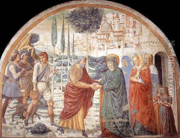 Meeting at the Golden Gate 1491 Oil Painting - Benozzo di Lese di Sandro Gozzoli