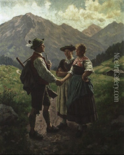 Eine Nette Begegnung Oil Painting - Emil Rau