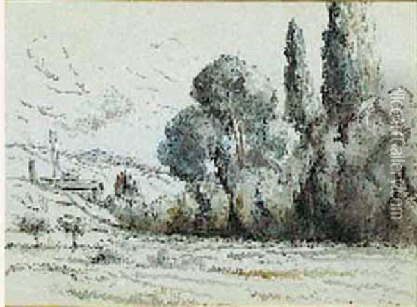 Rolleboise, Bouquet D'arbres Et Cheminees Oil Painting - Maximilien Luce