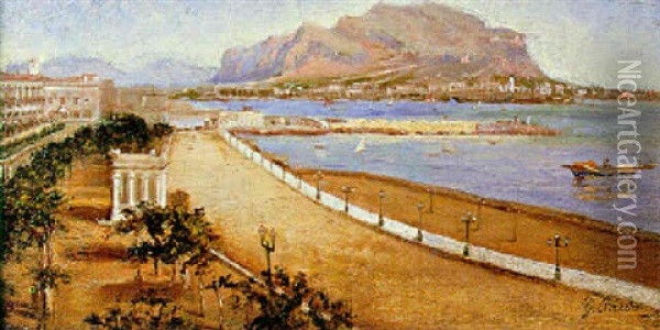 Scorcio Di Palermo Con Monte Pelligrino Oil Painting - Gennaro Pardo