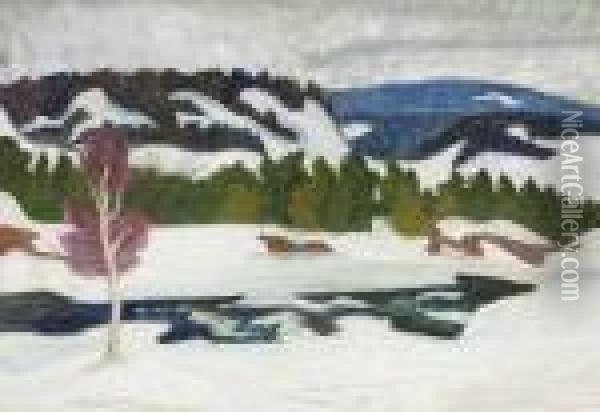 Vinterlandskap Oil Painting - Helmer Osslund
