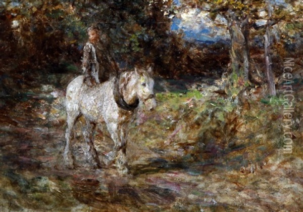 Riding The Farm Horse Oil Painting - Edward Stott